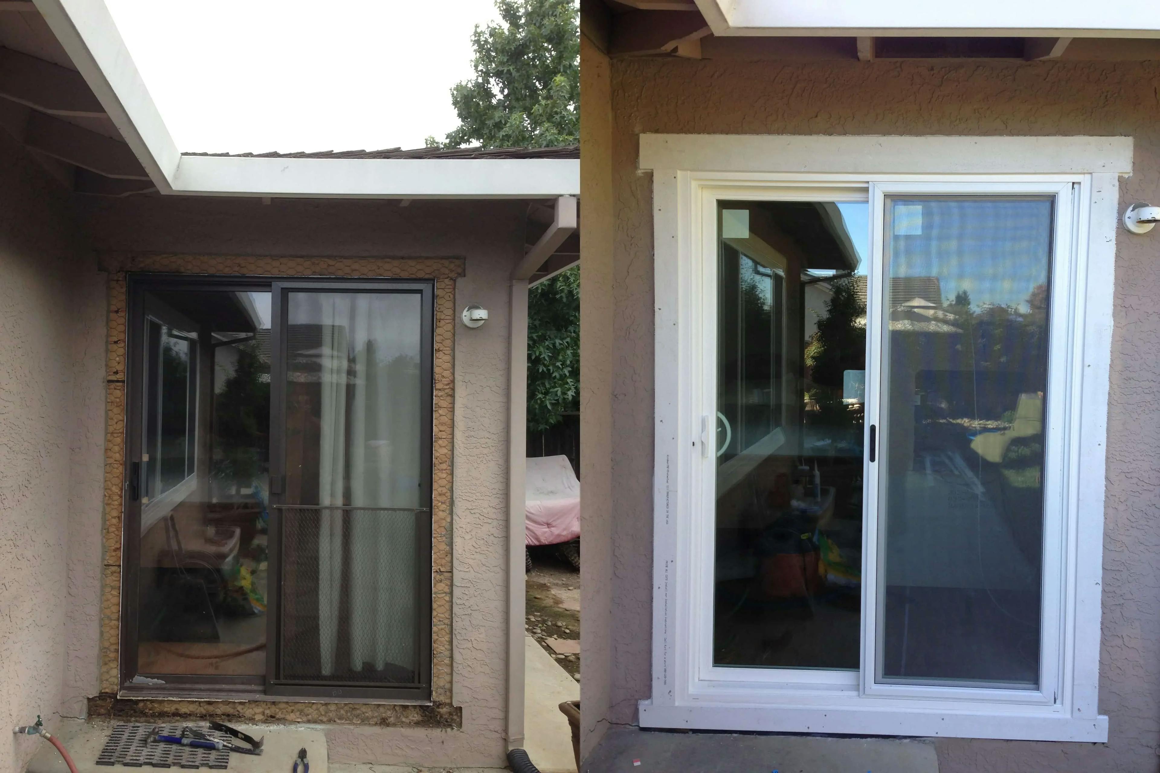 Sliding door. Before and after installation 
